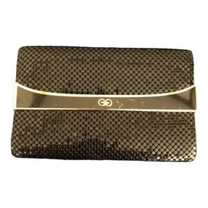 Vintage Bold Eye Catching Black Metallic With Gold Hardware Shoulder Bag